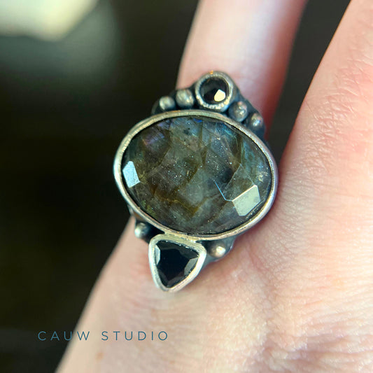 labradorite oval statement ring