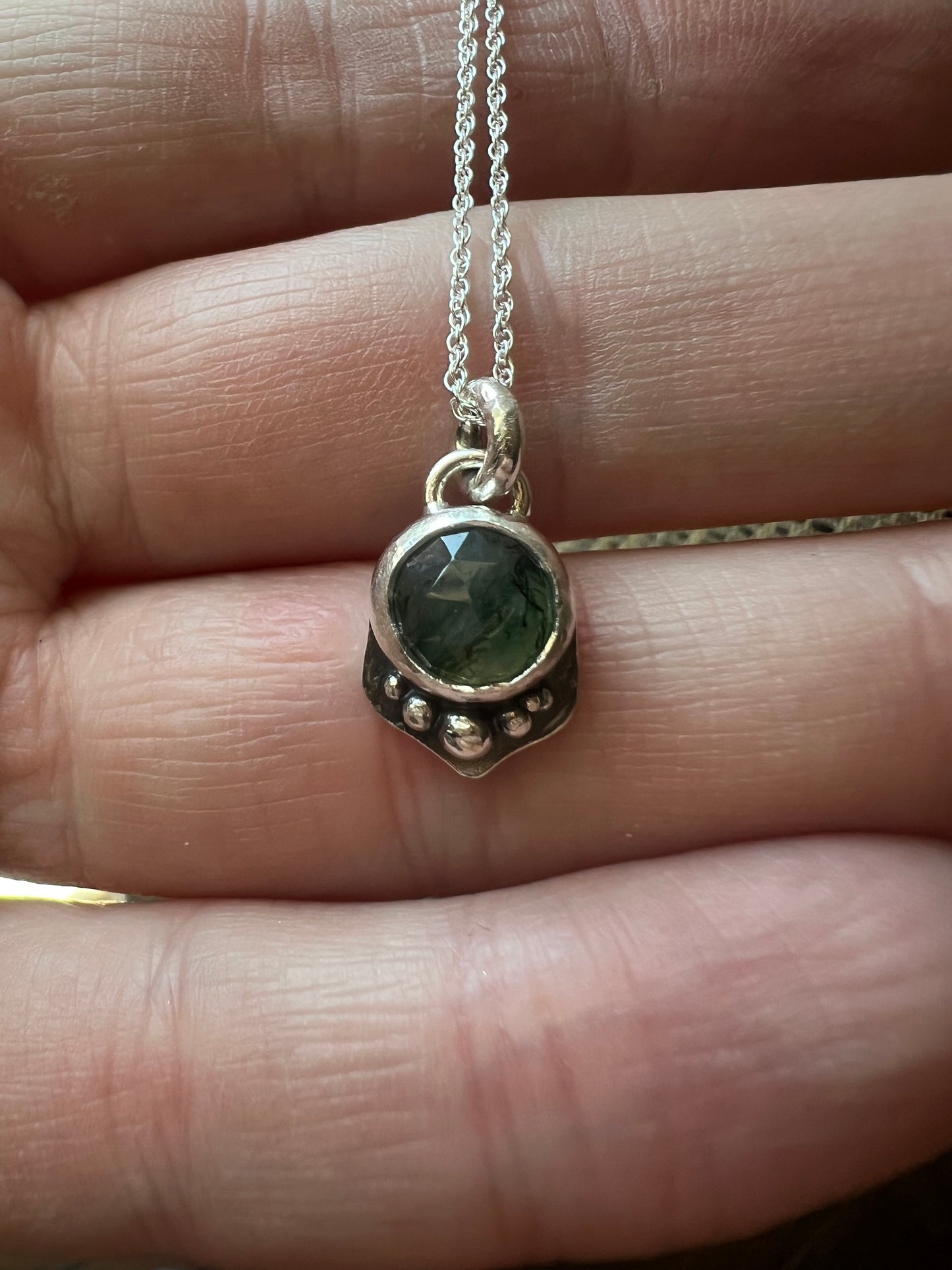 moss agate round necklace