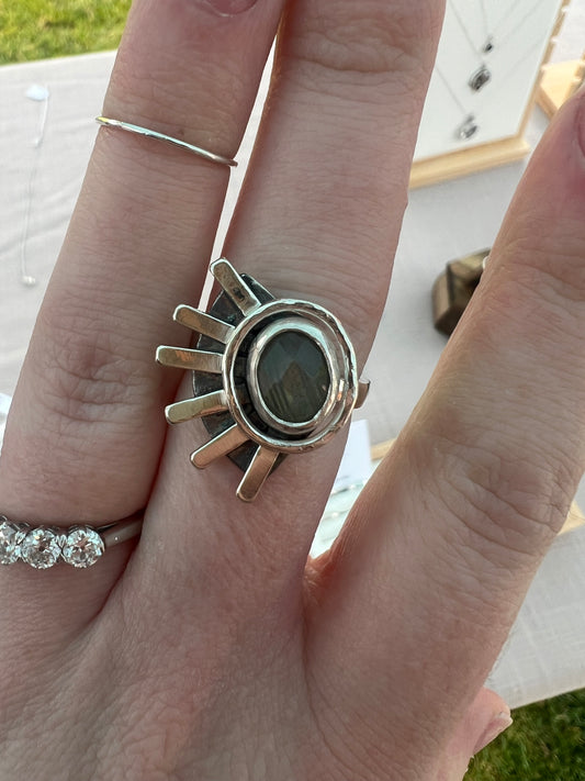 labradorite oval rays ring