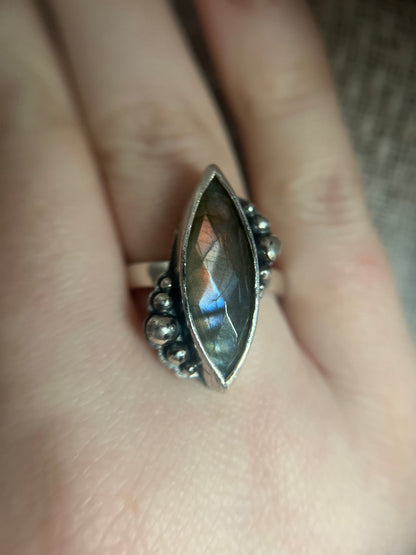 labradorite marquise ring