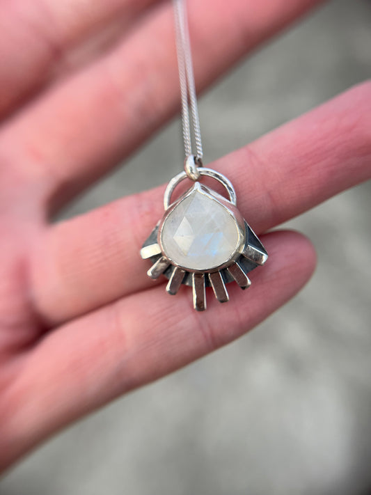 moonstone pear rays necklace
