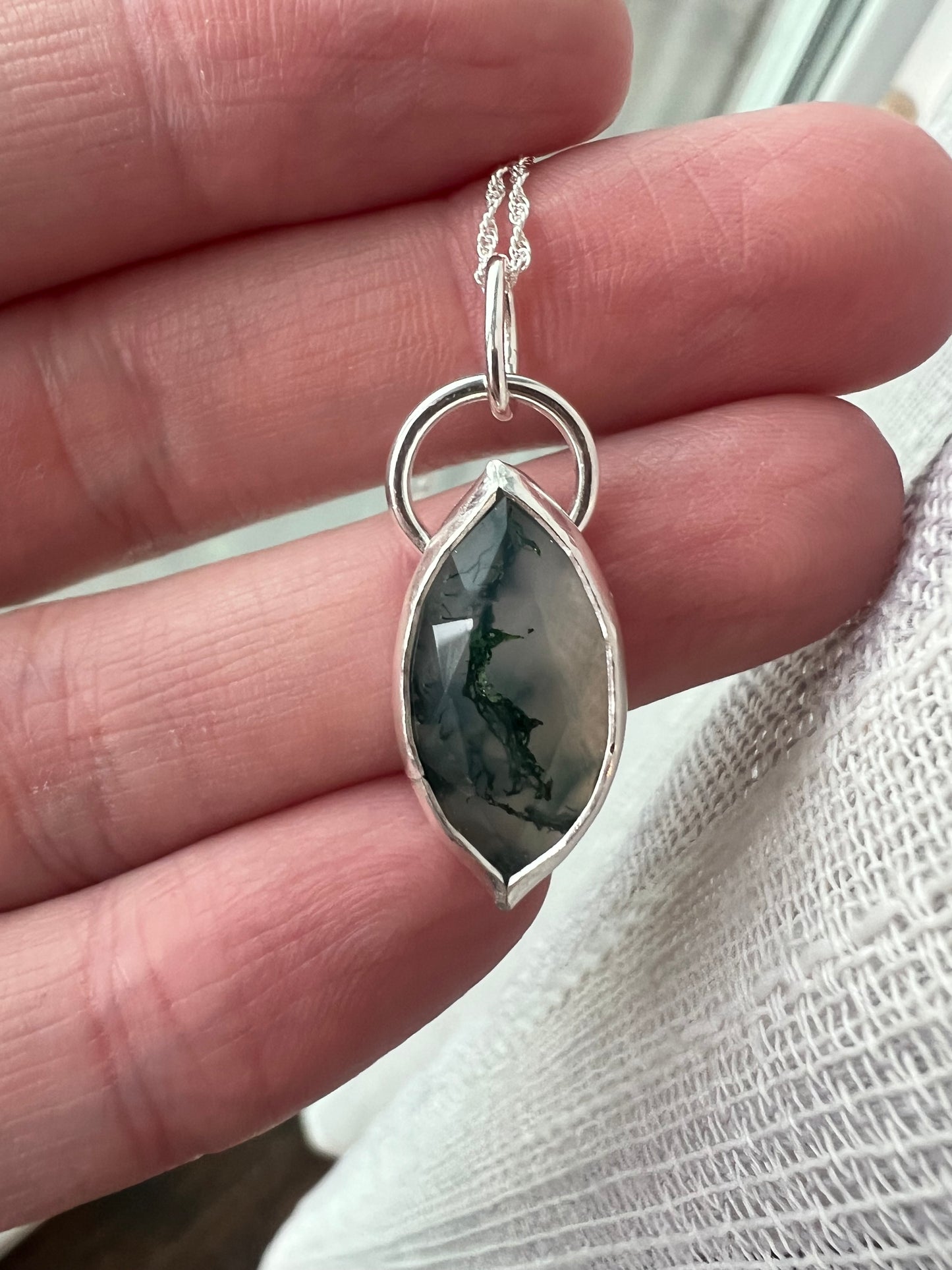 moss agate marquise necklace