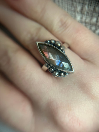 labradorite marquise ring