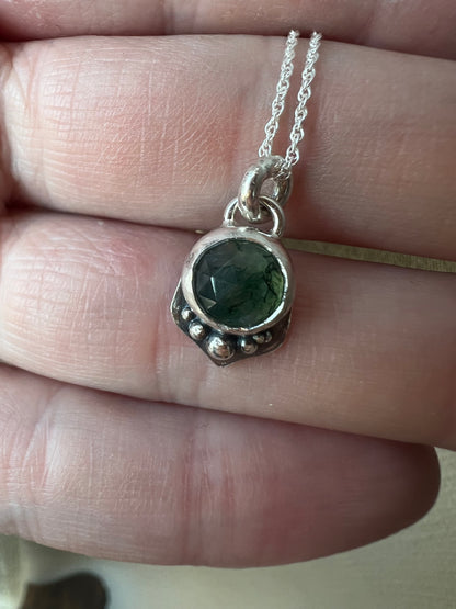 moss agate round necklace