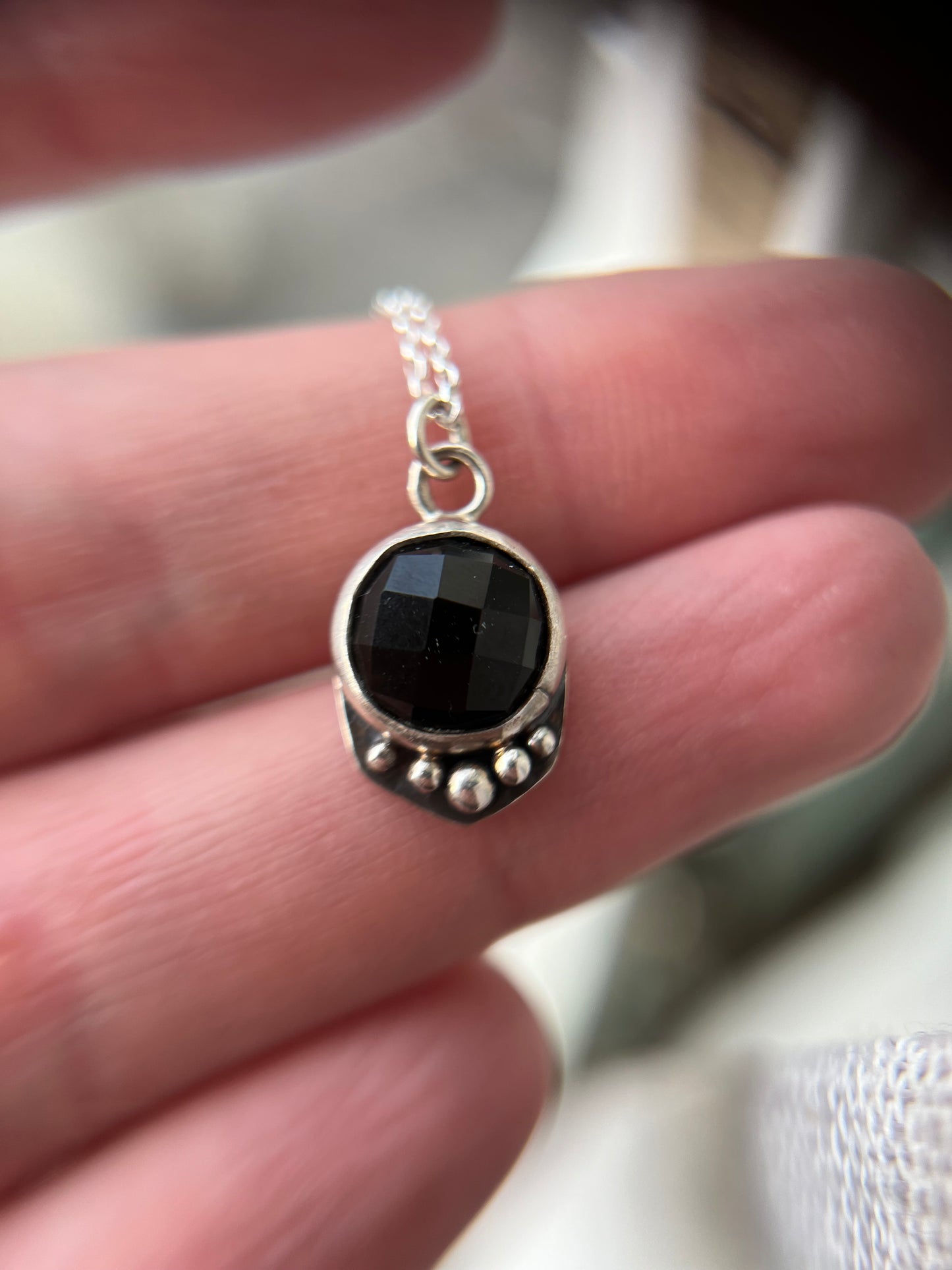 round onyx necklace