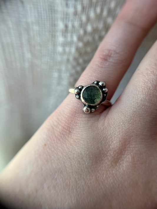 moss agate bubble ring