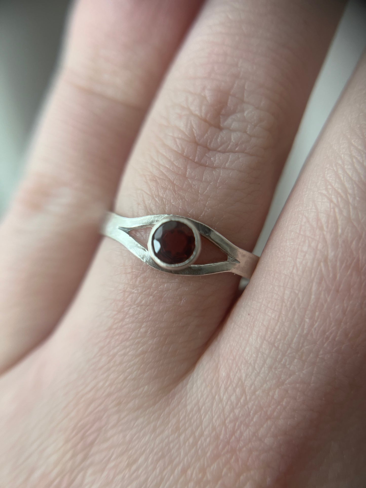 garnet split shank ring