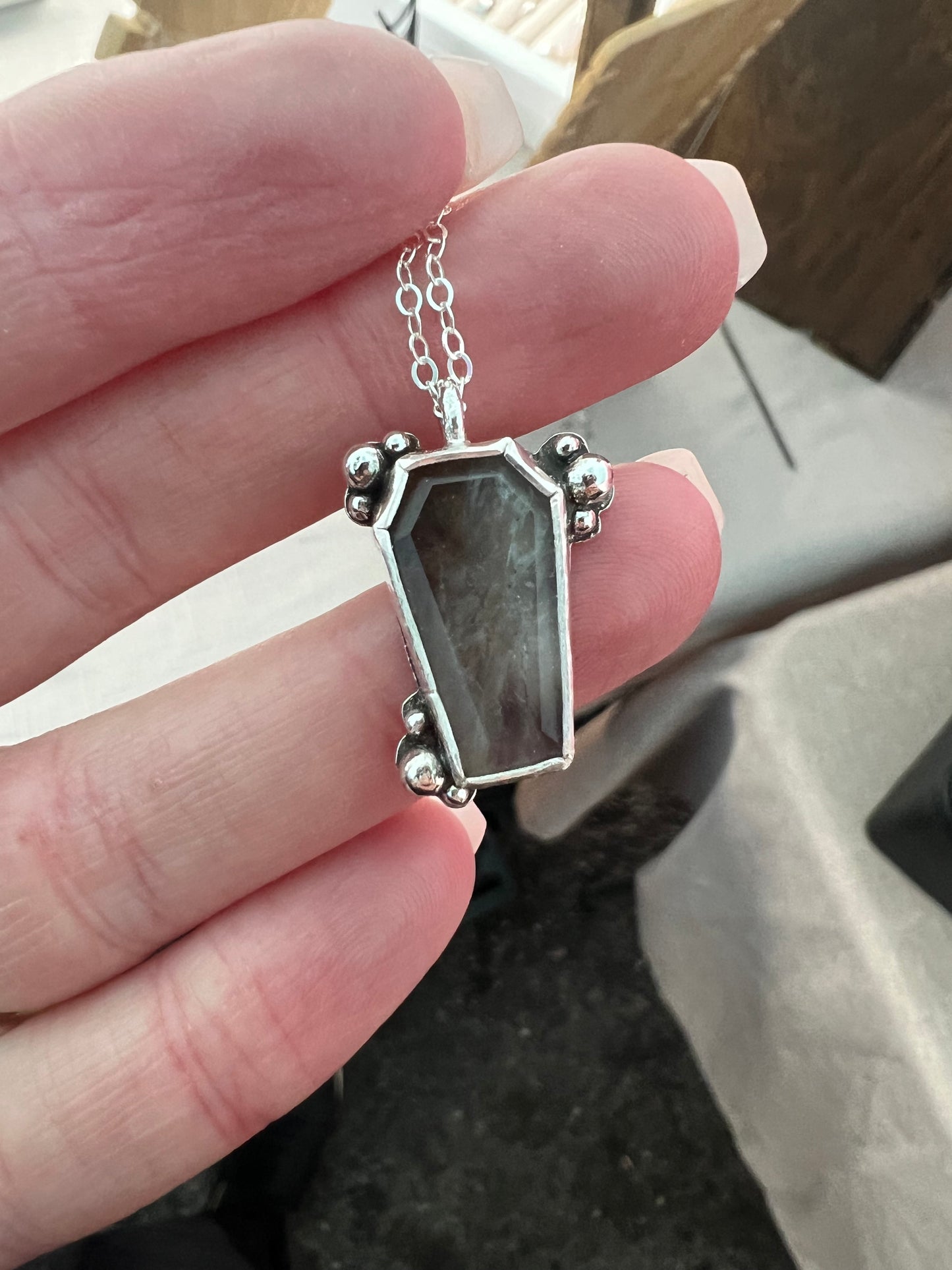 quartz coffin necklace