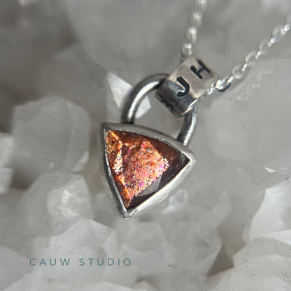 sunstone trillion two sided necklace