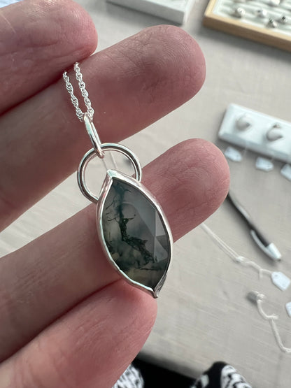 moss agate marquise necklace