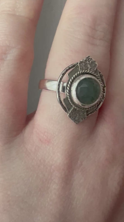 moss agate round statement ring