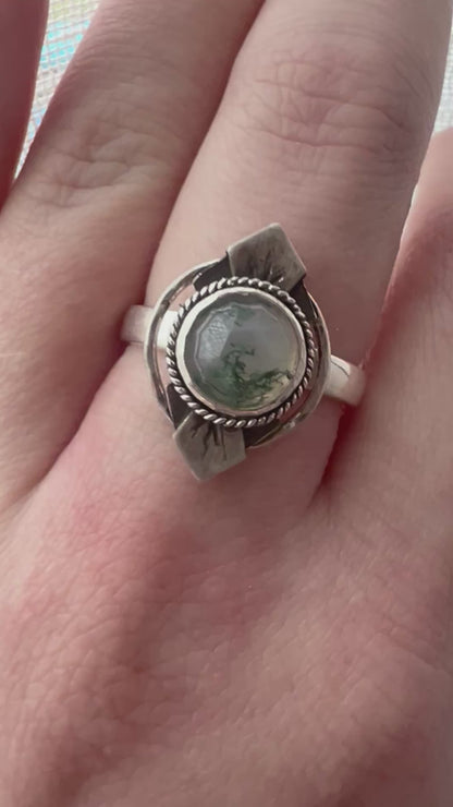 moss agate round statement ring