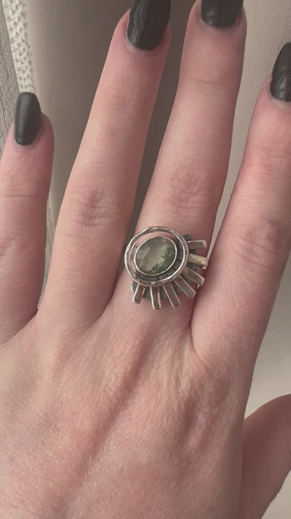 moss agate oval rays ring